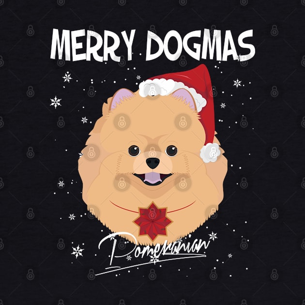 Merry Dogmas Pomeranian Dog With Red Santa's Hat Funny Xmas Gift by salemstore